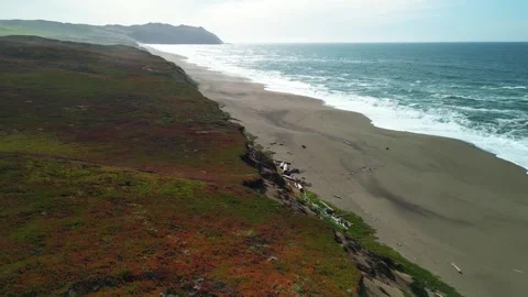 Flying Over Beach, Marin County, California, Aerial Drone Footage Stock Footage 273752627