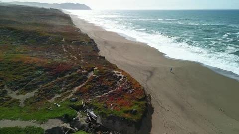 Flying Over Beach, Marin County, California, Aerial Drone Footage Stock Footage 273752839