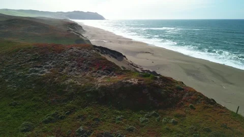 Flying Over Beach, Marin County, California, Aerial Drone Footage Stock Footage 273753139