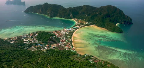 Flying Over The Beach Of Phi Phi Island Stock Footage 231464428