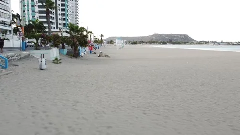Flying over the beach-Salinas, Ecuador Stock Footage 150604143