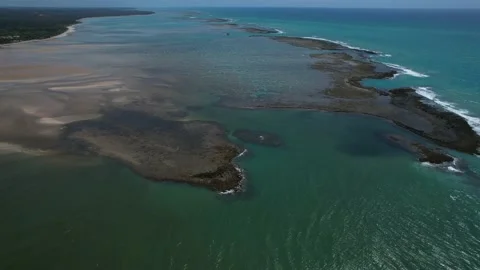 Flying over the beach of So Miguel dos Milagres, touristic and paradisiacal b Vidéo 196263566