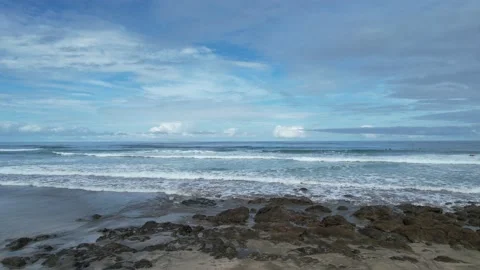 Flying Over Beach Stones Stock Footage 211728945