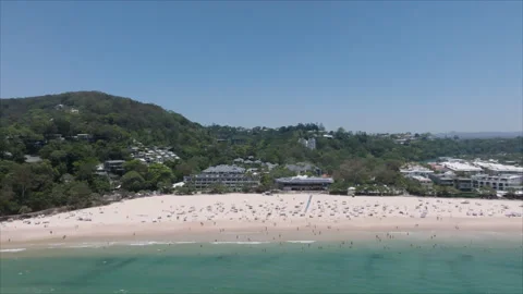 Flying over a beach town Stock Footage 291623031