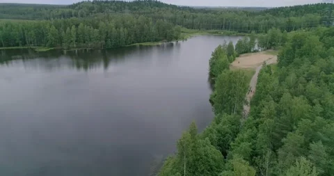 Flying over a beautiful forest lake on a summer day. Stock Footage 135477358