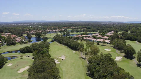 Flying over a beautiful golf course Stock Footage 291619830