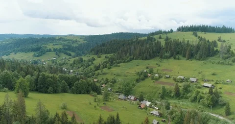 Flying over a beautiful green forest in a mountain landscape Stock Footage 128697213
