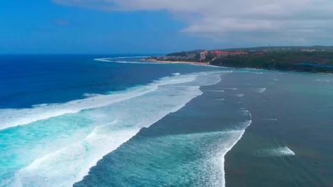 Flying over the beautiful ocean overlooking the coast Stock Footage 114555683
