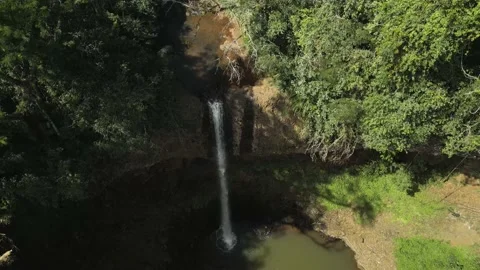 Flying over beautiful rainforest waterfall in Brazil. 4K. Stock Footage 233105343