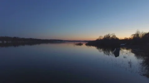 Flying over the beautiful river in high water Stock Footage 74734886