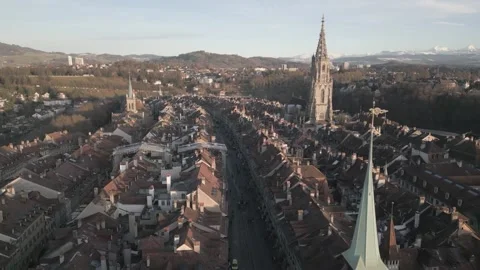 Flying Over Bern Old Town Video stock 326070294