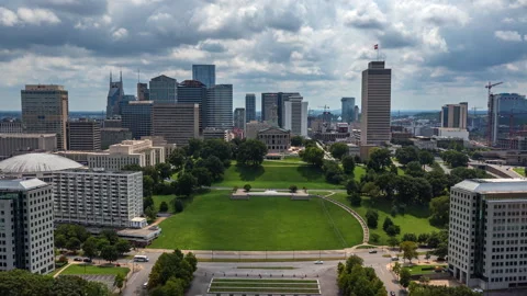 Flying Over Bicentennial Capitol Mall State Park Towards Tennessee State Vídeos de archivo 306667565