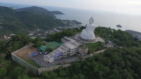 Flying over Big Buddha Phuket, view going to the distance Stock Footage 83582095