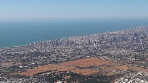 Flying over the big city after takeoff Video stock 79598091