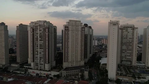 Flying over Big Condominium Property Stock Footage 77136187