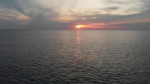Flying over the Black sea at sunset. Shekvetili. Georgia Stock-Footage 118199297
