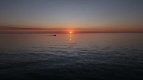 Flying over the Black sea at sunset. Batumi. Georgia Video stock 269507028