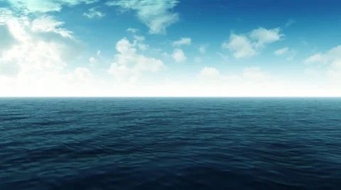 Flying Over Blue Ocean With Clouds Stock Footage 66217817