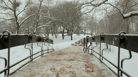Flying over the bridge. Clean and frosty daytime. Stock Footage 59898627