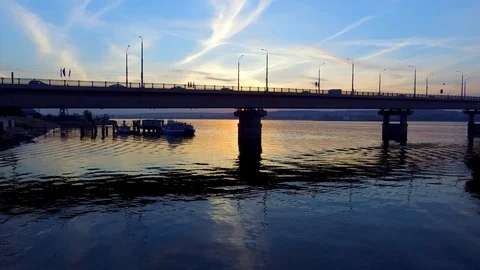 Flying over the bridge Stock Footage 96064522