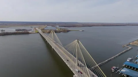 Flying Over Bridge Stock Footage 256458743