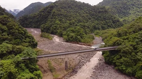 Flying over bridge forest Braulio Carrillo national park, Costa Rica Video stock 158658474