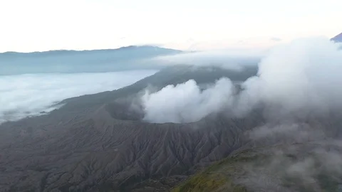 Flying over Bromo Mountain Stock Footage 123297447