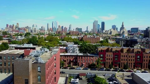 Flying over Brooklyn Neighborhood Stock Footage 80851760