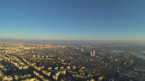 Flying Over Bucharest Stock Footage 35578987