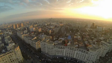 Flying Over Bucharest Stock Footage 35579391