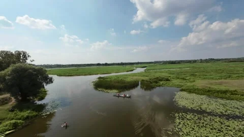 Flying over the Bug river Stock Footage 292483621