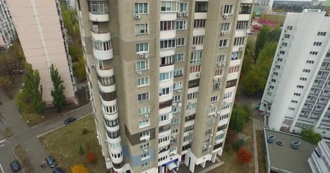 Flying over a building close Stock Footage 71408424