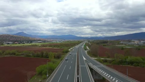 Flying over busy highway Stock Footage 184540928