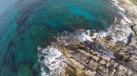 Flying over Cala Rajada´s Cliffs - Aerial Flight, Mallorca Stock Footage 38672794