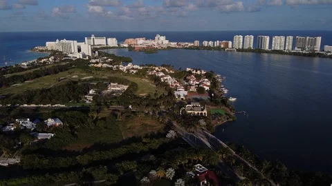 Flying over Cancun Stock Footage 128763675