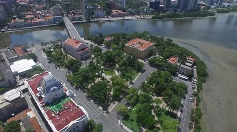 Flying over Capibaribe river in Recife, Brazil Stock Footage 61708730