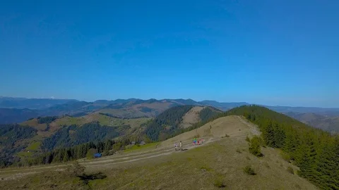 Flying over the Carpathian Mountains Stock Footage 100389737