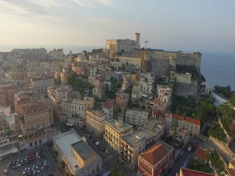 Flying over the castle of Gaeta Stock Footage 72361702