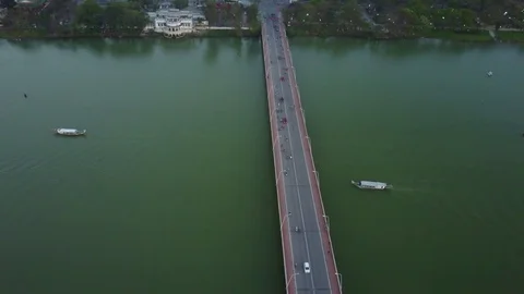Flying over a causeway Stock Footage 74924555