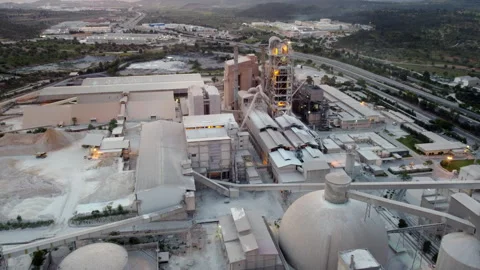Flying over a cement factory Stock Footage 258324218
