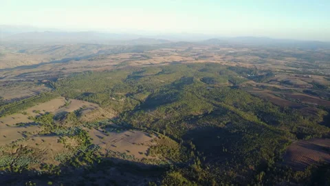 Flying over central Chile forests during sunset an amazing view Stock-Footage 153887672
