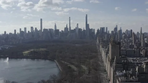 Flying over Central Park in New York City Spring 2022 Stock Footage 157949112