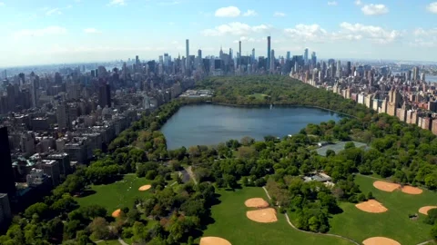 Flying over Central Park in New York, USA. Stock Footage