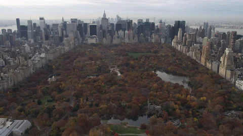 Flying over Central Park toward Midtown and Lower Manhattan,. Shot in 2011. Stock Footage 59168735