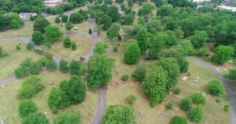 Flying over Charlotte graveyard Stock Footage 156011897