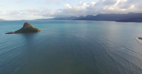 Flying over China Man's Hat - Oahu, Hawaii - 4k footage Stock-Footage 59944713