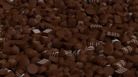 Flying over chocolates - 3d render looped. Stock Footage 341863705