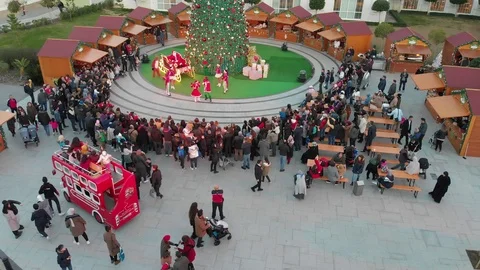 Flying over the christmas tree in Land of Legends Stock Footage 124895163