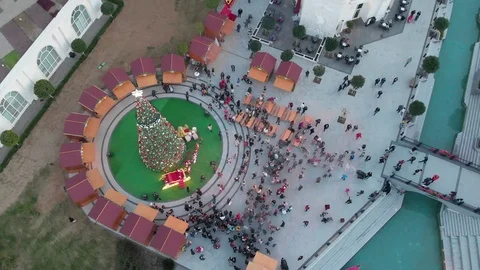 Flying over the christmas tree in Land of Legends Stock Footage 124896917