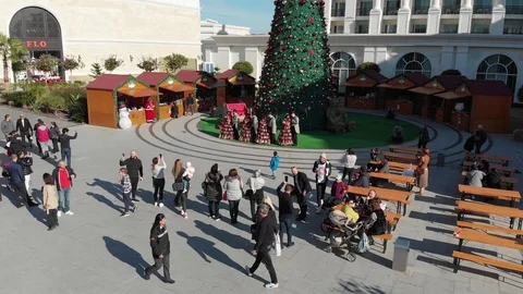 Flying over the christmas tree in Land of Legends Stock Footage 124900582